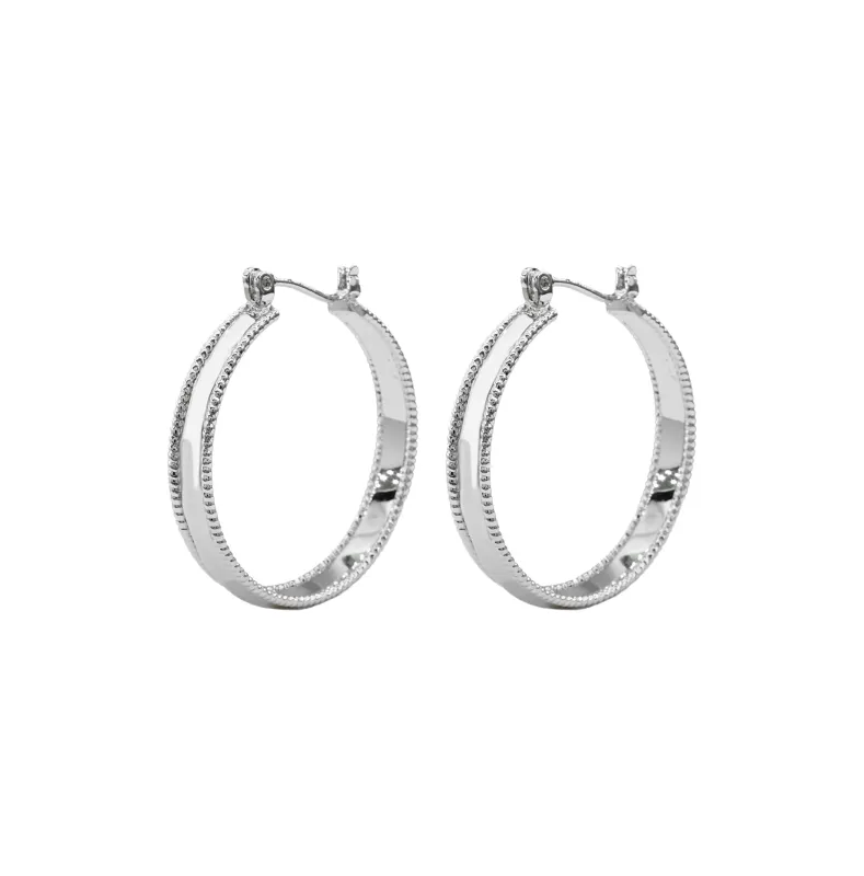 WHITE GOLD DIPPED HOOP EARRINGS ( 1022 30S ) sold by Oh My Jewelry