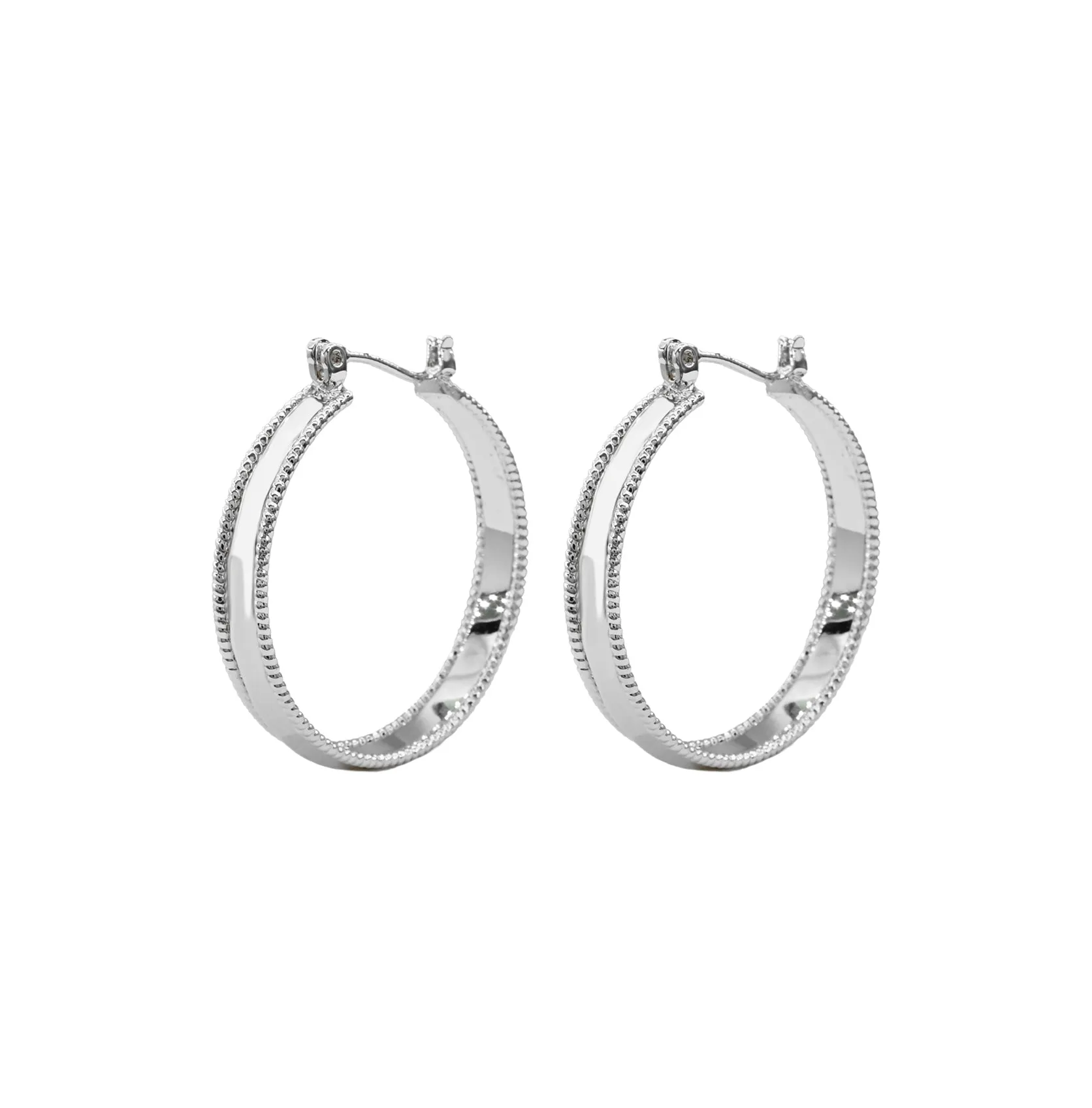 WHITE GOLD DIPPED HOOP EARRINGS ( 1022 30S ) sold by Oh My Jewelry