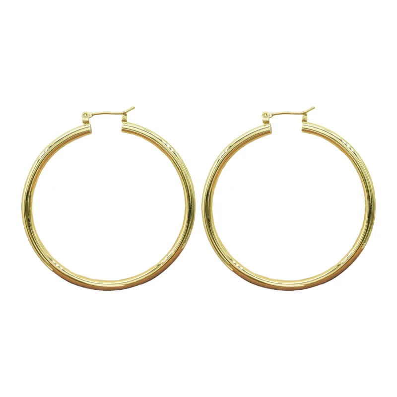 GOLD DIPPED BRASS HOOP EARRINGS ( 1002 50G ) sold by Oh My Jewelry