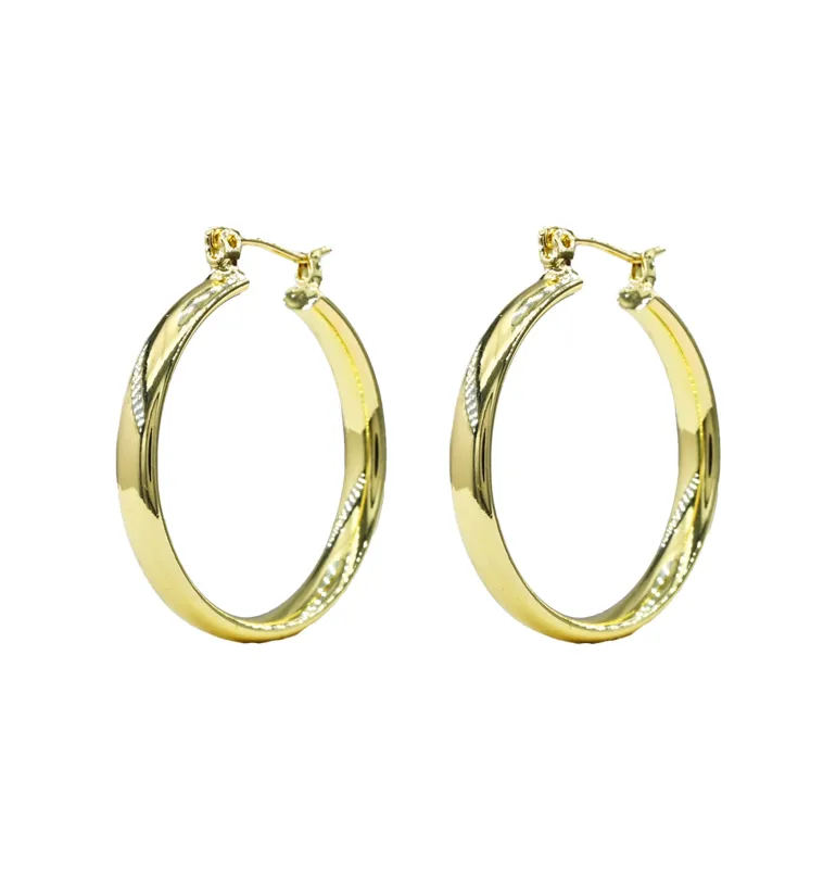 GOLD DIPPED BRASS HOOP EARRINGS ( 1006 40G ) sold by Oh My Jewelry