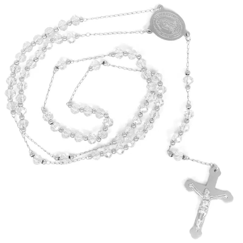 SILVER CROSS ROSARY NECKLACE ( RSBW6S ) sold by Oh My Jewelry