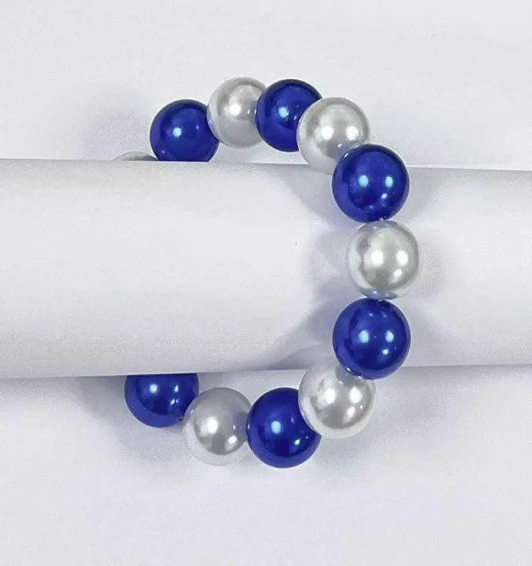 BLUE WHITE STRETCH BRACELET ( 602 BLWT ) sold by Oh My Jewelry