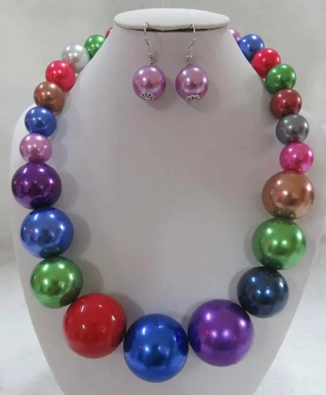 DARK MULTI COLOR PEARL NECKLACE SET ( 602 ) sold by Oh My Jewelry