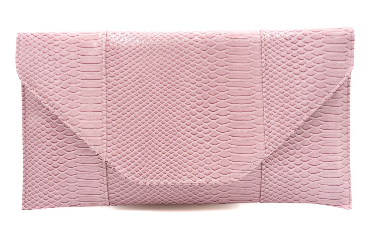 SNAKE SKIN ENVELOPE PURSE ( 7010 SNK3AROSE ) sold by Oh My Jewelry