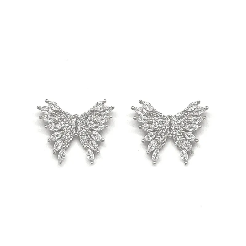 BUTTERFLY CZ HALO STUD EARRINGS ( 5219 RH ) sold by Oh My Jewelry