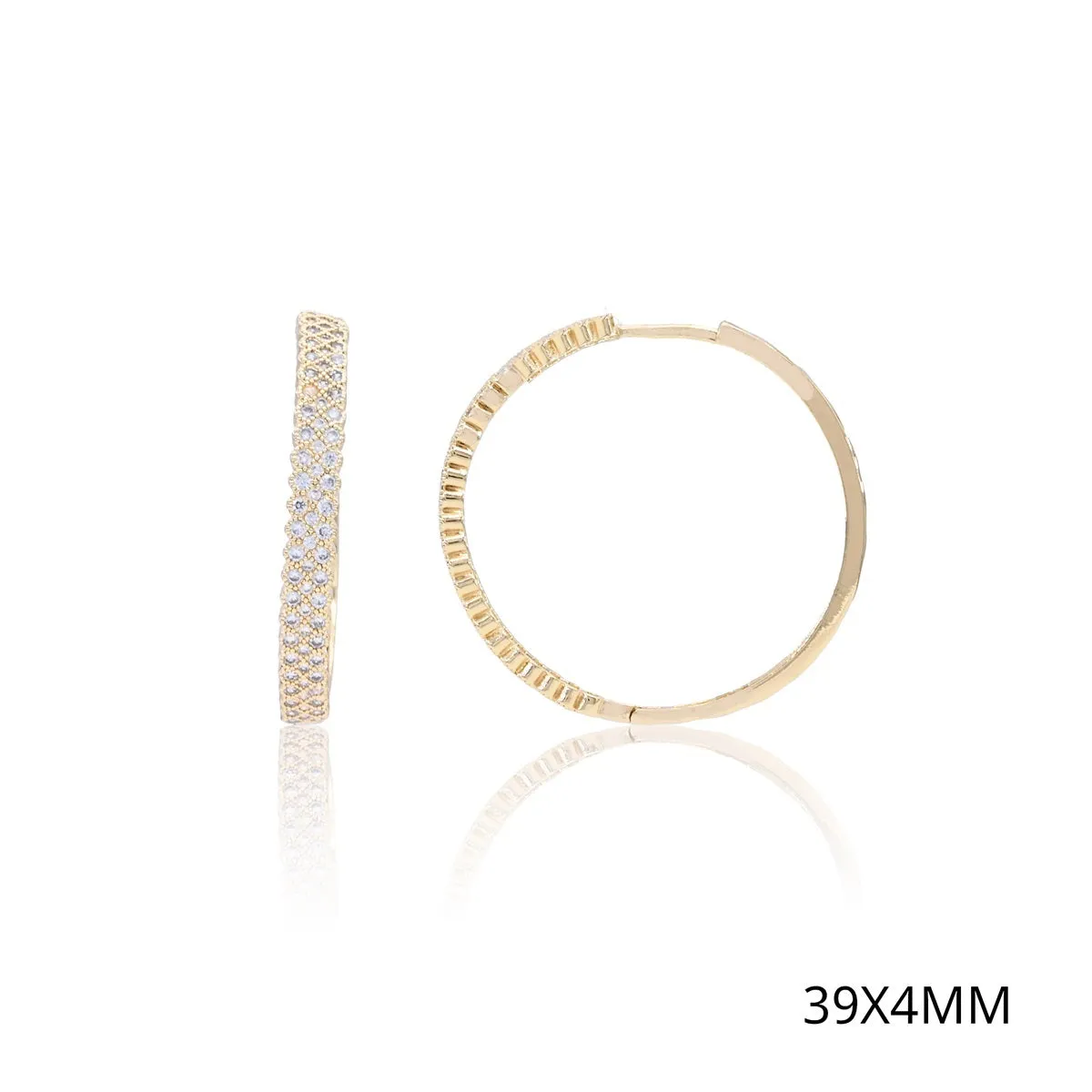 GOLD DIPPED HOOP EARRINGS CZ STONES ( 5314 G ) sold by Oh My Jewelry