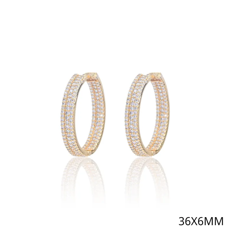 PAVE HOOP EARRINGS CLEAR CZ STONES ( 5313 G ) sold by Oh My Jewelry