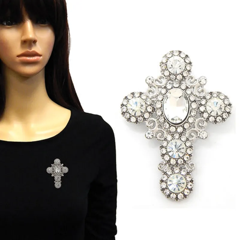 METAL CROSS RHINESTONES SILVER CLEAR ( 2192 RDCLR ) sold by Oh My Jewelry