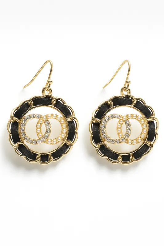 GOLD EARRINGS CLEAR STONES CREAM PEARLS ( 1372 GDCRCL ) sold by Oh My Jewelry
