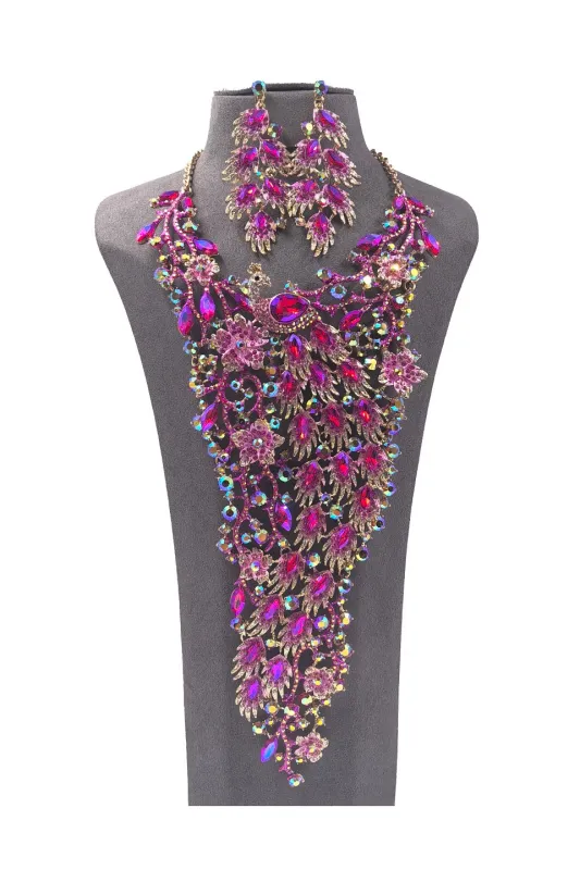 GOLD PURPLE PEACOCK NECKLACE SET ( 0210 2PUX ) sold by Oh My Jewelry