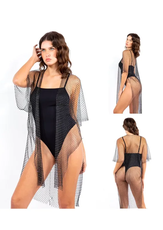 MESH BLACK KIMONO ( 0139 BK ) sold by Oh My Jewelry