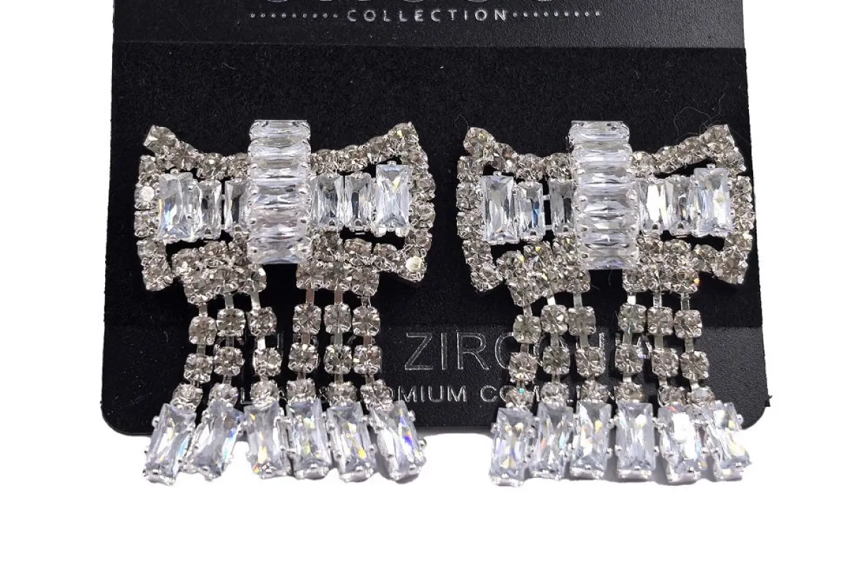 SILVER EARRINGS CLEAR CZ STONES ( 0623 1C ) sold by Oh My Jewelry