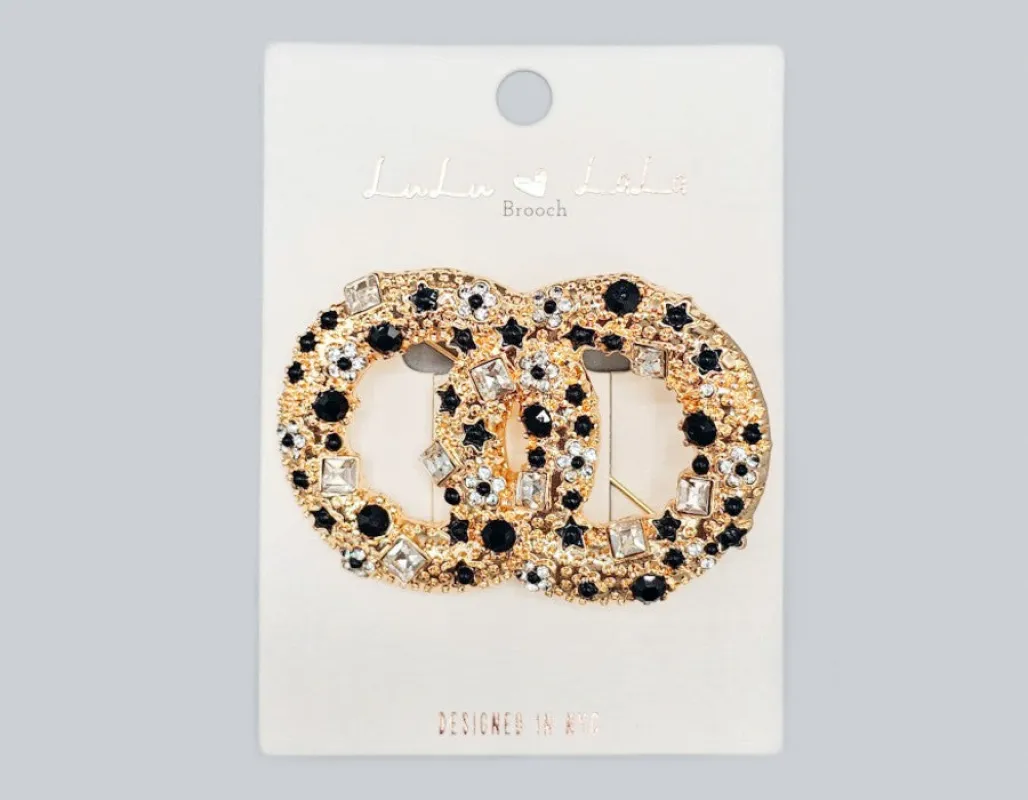 GOLD BLACK BROOCH ( 1102 GDBK ) sold by Oh My Jewelry