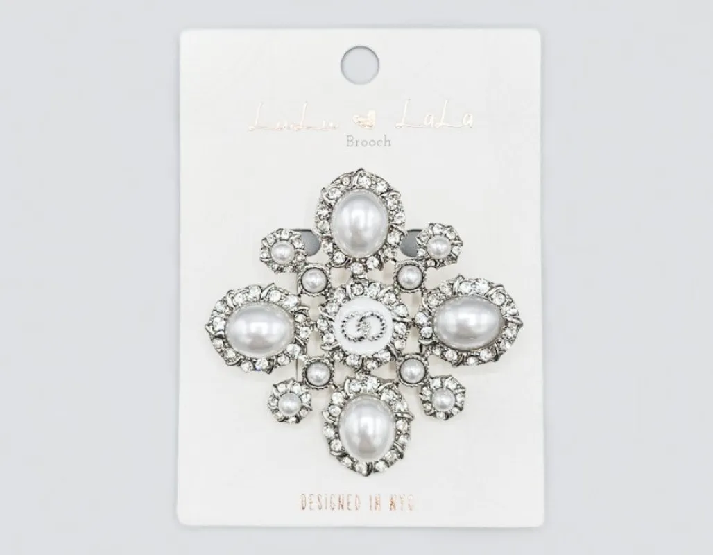 SILVER BROOCH CLEAR RHINESTONES ( 1101 RH ) sold by Oh My Jewelry