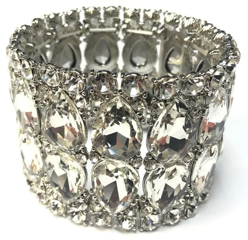 SILVER STRETCH BRACELET CLEAR STONES ( 0125 3C ) sold by Oh My Jewelry