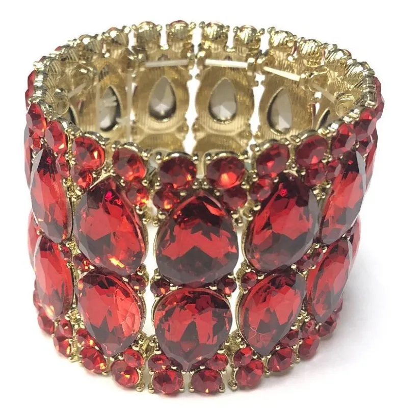 GOLD STRETCH BRACELET RED STONES ( 0125 2R GRED ) sold by Oh My Jewelry