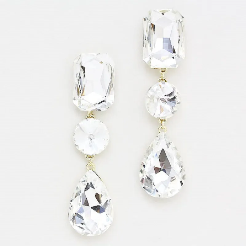 GOLD CLEAR STONES EARRINGS POST ( 1412 GCL ) sold by Oh My Jewelry