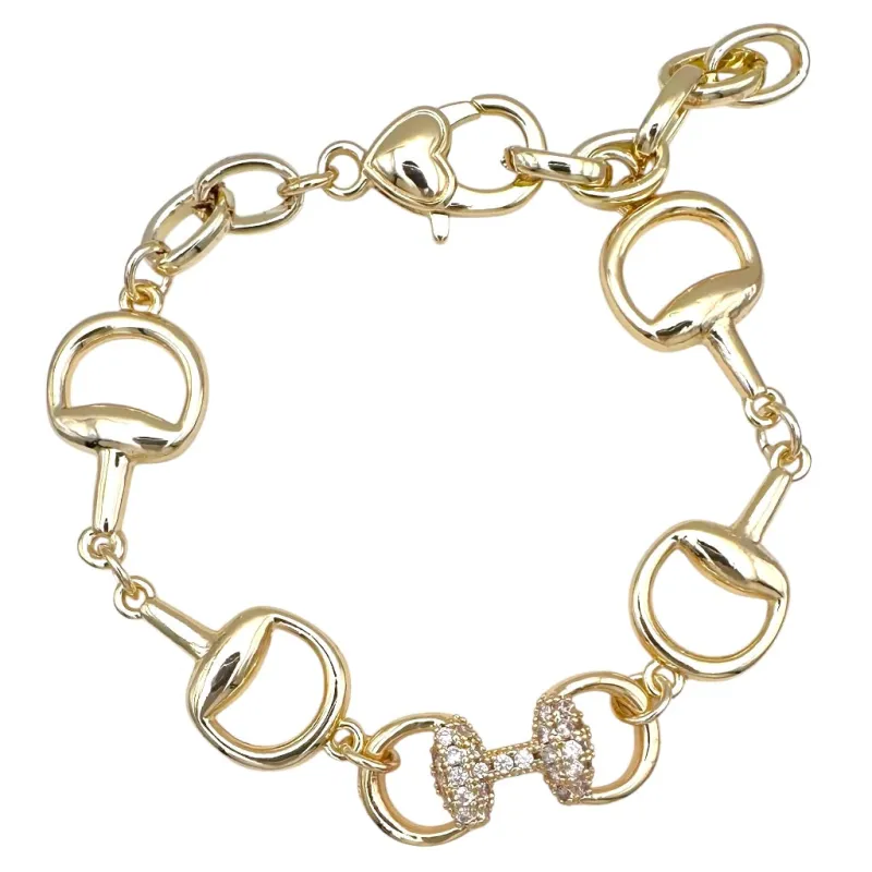 GOLD BRACELET HORSEBIT CZ STONES ( 1224 BG ) sold by Oh My Jewelry