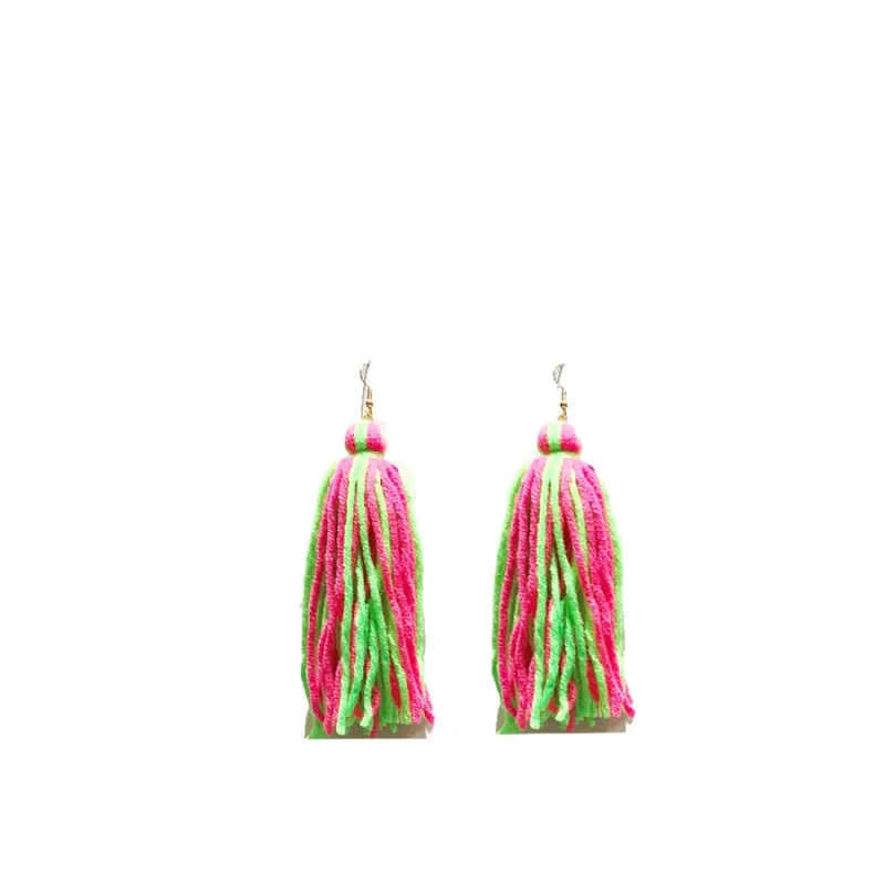 PINK GREEN THREAD EARRINGS ( 95-7 ) sold by Oh My Jewelry