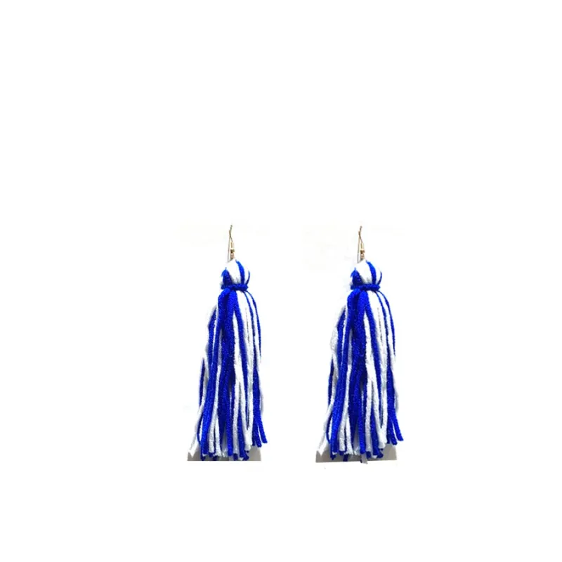 BLUE WHITE THREAD EARRINGS ( 95-3 ) made by Oh My Jewelry