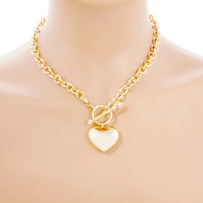GOLD DIPPED NECKLACE HEART ( 2856 G ) sold by Oh My Jewelry