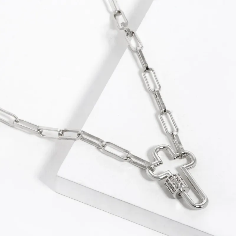 SILVER NECKLACE CLEAR CZ STONES ( 1729 RCR ) sold by Oh My Jewelry