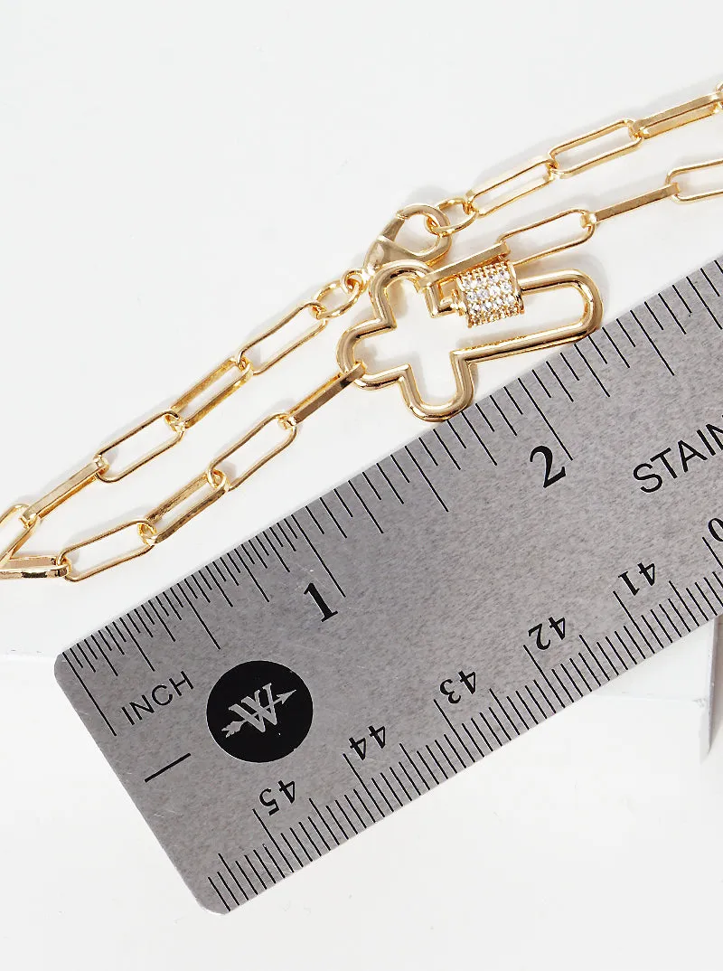 SILVER CROSS BRACELET CLEAR CZ STONES ( 1729 RCR ) sold by Oh My Jewelry product image thumbnail 2