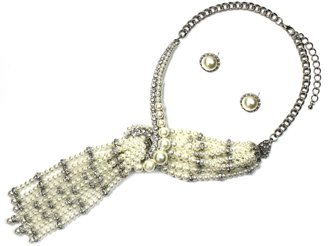 Silver White Pearl Necklace Set ( 7800 RHWHP ) sold by Oh My Jewelry