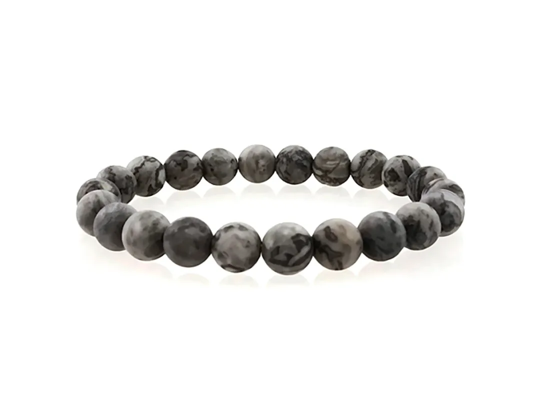 8mm EARTH ROCK STRETCH BRACELET ( 1075 GRY ) sold by Oh My Jewelry