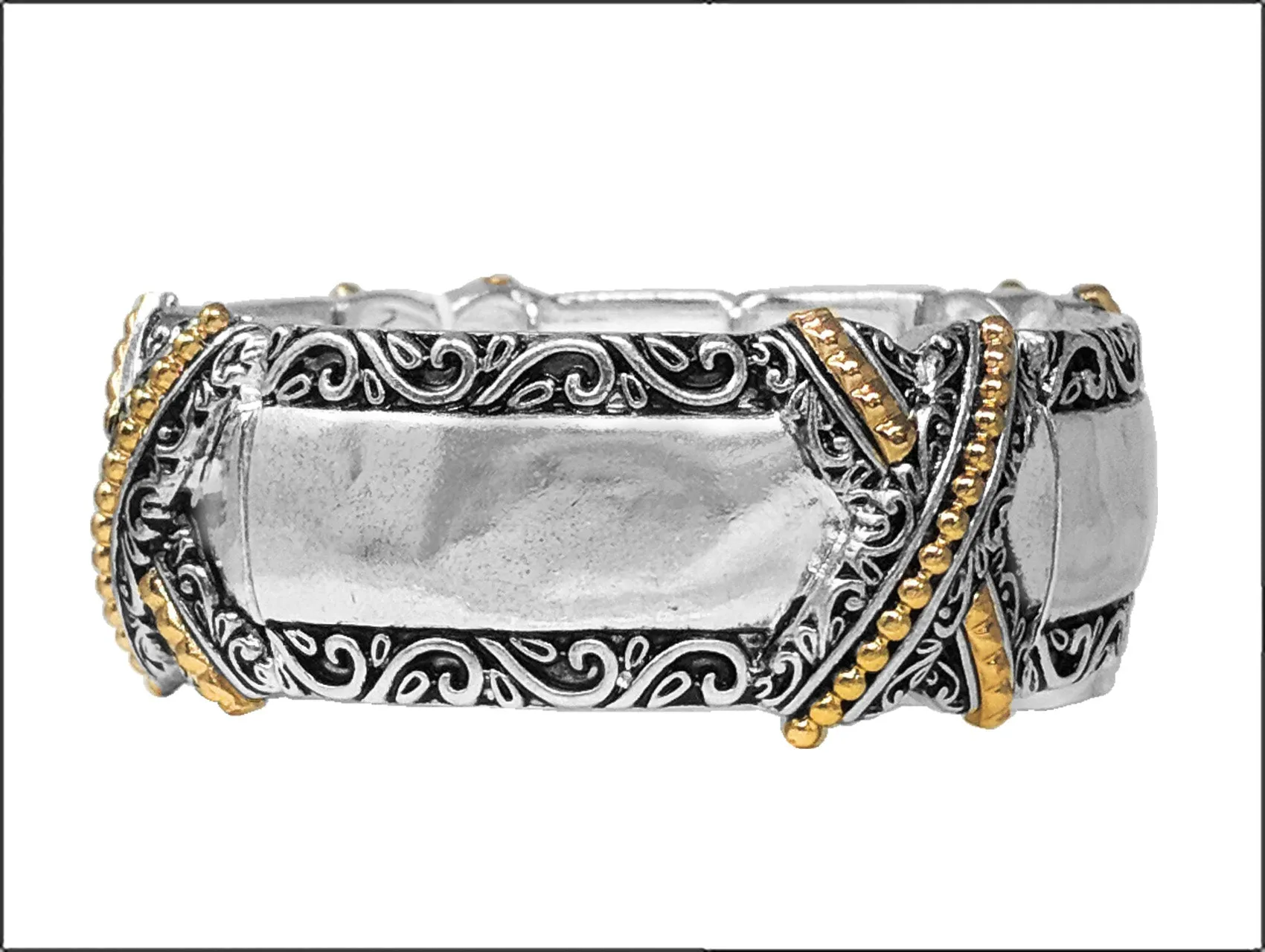 SILVER GOLD STRETCH BRACELET ( 03544 ATT ) sold by Oh My Jewelry