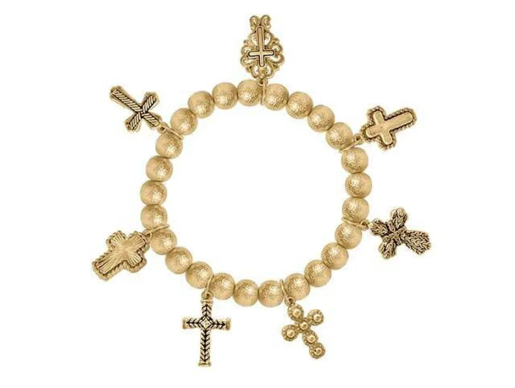 GOLD CROSS CHARM BRACELET ( 03516 AG ) sold by Oh My Jewelry