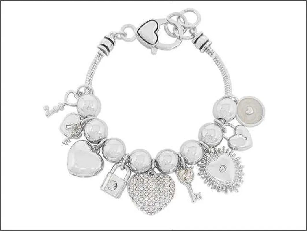SILVER CHARM BRACELET HEART ( 03495 S ) sold by Oh My Jewelry