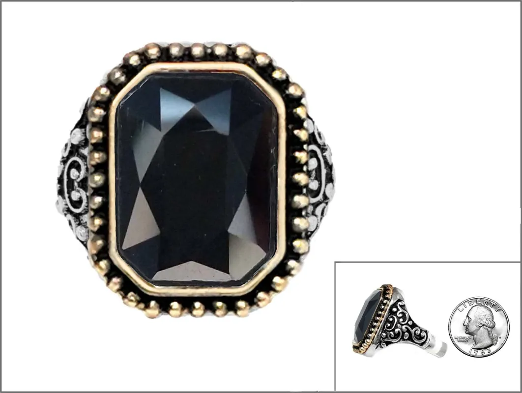 SILVER GOLD BLACK RING ( 0689 TTBK ) sold by Oh My Jewelry
