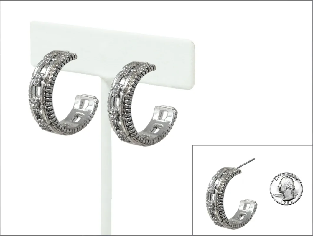 SILVER HOOP EARRINGS ( 8495 ASCR ) sold by Oh My Jewelry