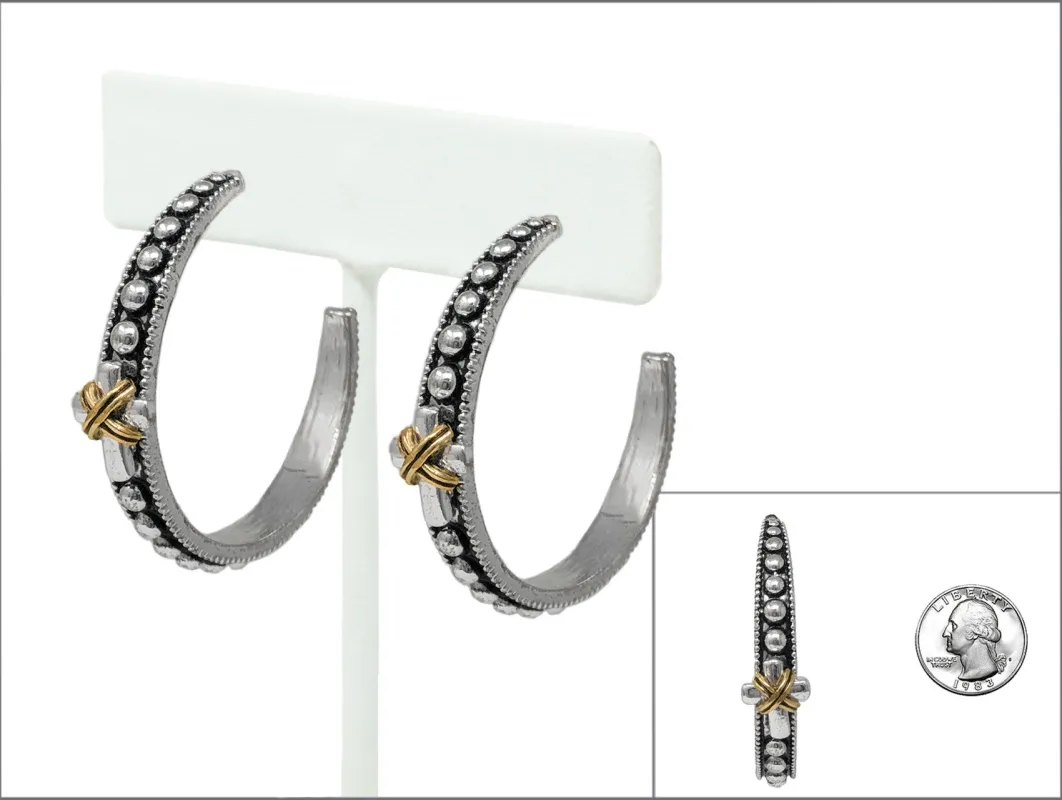 SILVER GOLD HOOP EARRINGS ( 8443 ATT ) sold by Oh My Jewelry