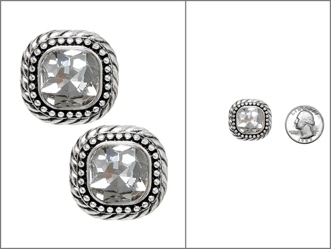 SILVER CLEAR EARRINGS ( 8080 ASCR ) sold by Oh My Jewelry