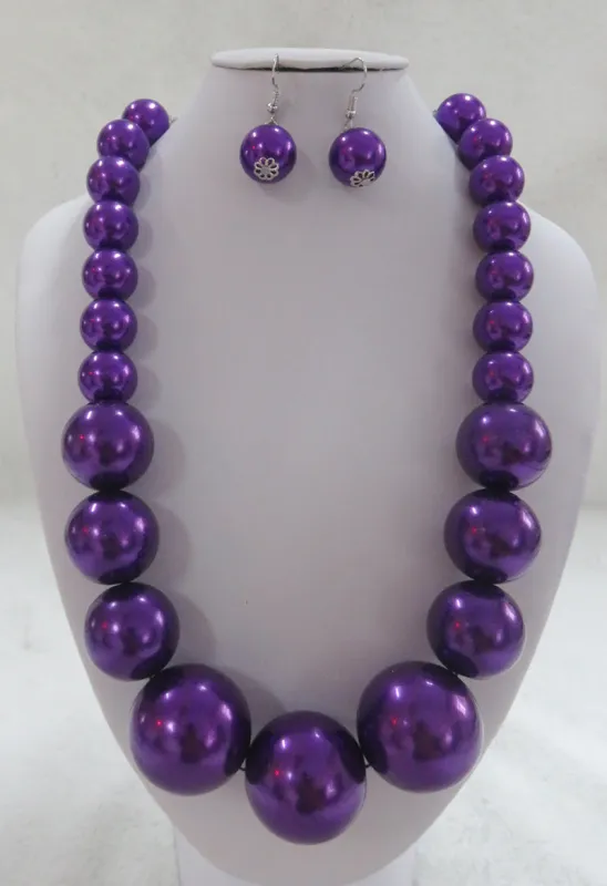 PURPLE PEARL NECKLACE SET ( 602 PP ) sold by Oh My Jewelry