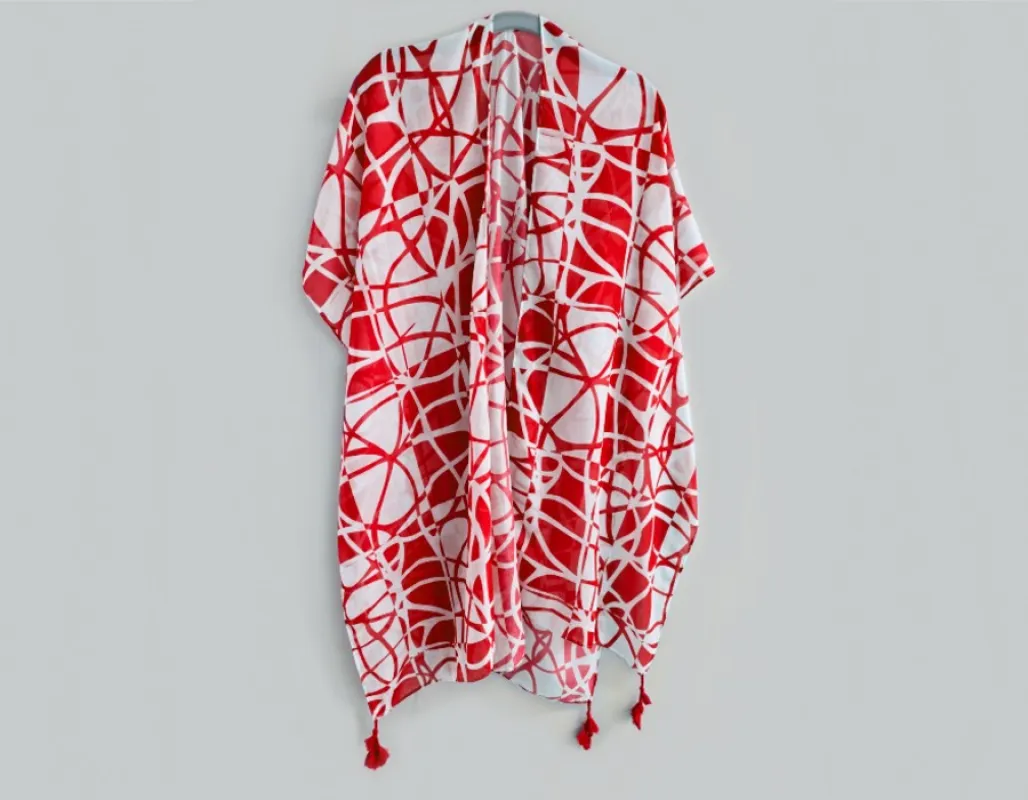RED WHITE KIMONO ( 1523 RDWHT ) sold by Oh My Jewelry