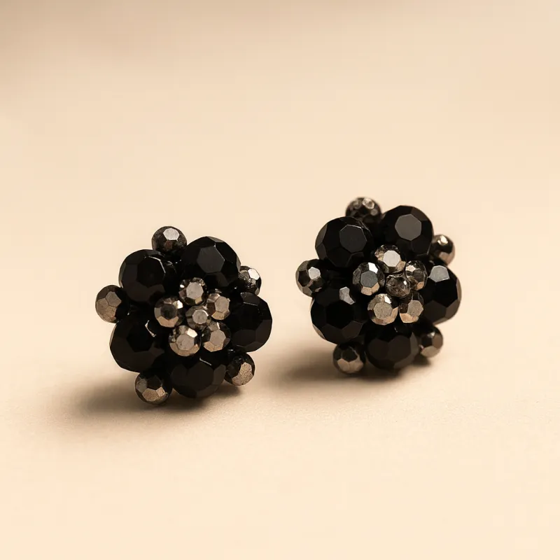 BLACK STONE STUD EARRINGS ( 4067 ) sold by Oh My Jewelry