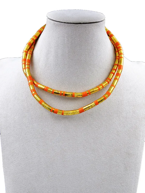 ORANGE GOLD LONG FLEXIBLE NECKLACE ( 244411 RGNK ) sold by Oh My Jewelry