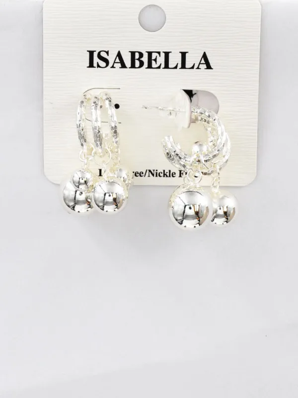 SILVER HOOP BALL EARRINGS ( 253109 S ) sold by Oh My Jewelry