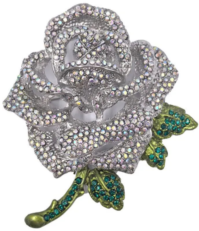 ROSE BROOCH SILVER AB ( 0099 3X ) sold by Oh My Jewelry