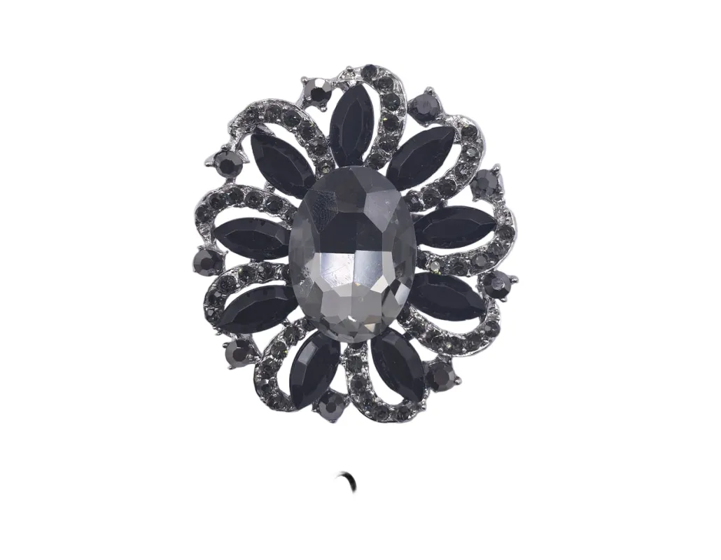SILVER BLACK BROOCH ( 0091 3J ) sold by Oh My Jewelry