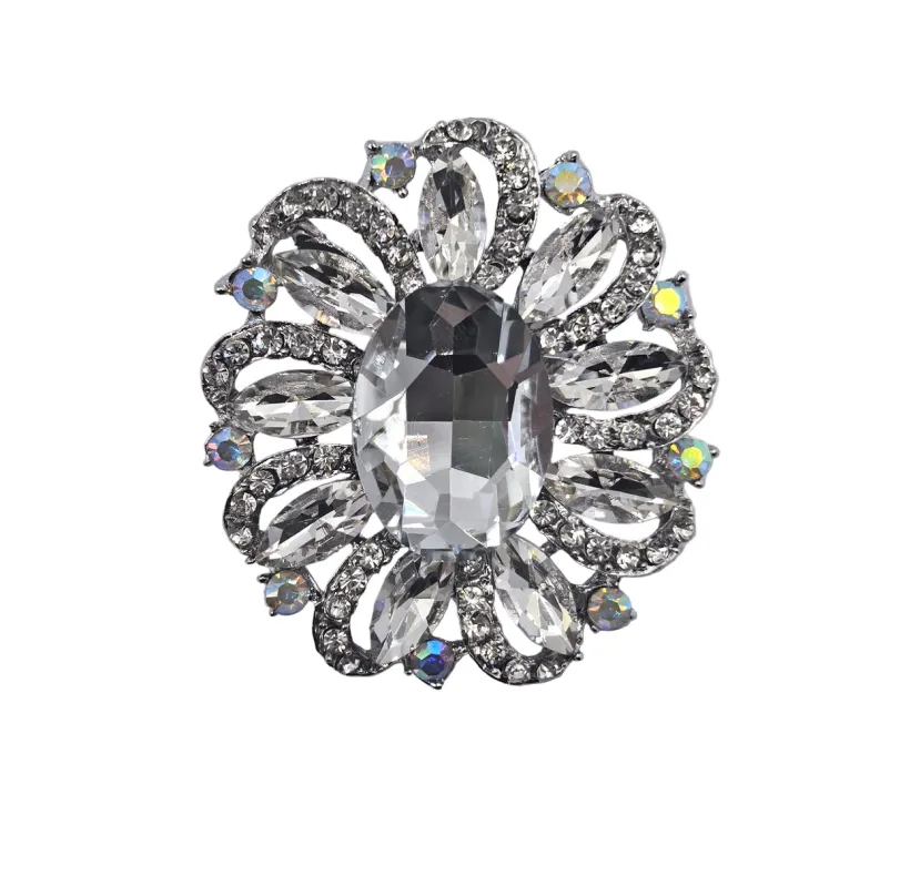SILVER CLEAR BROOCH ( 0091 3C ) sold by Oh My Jewelry