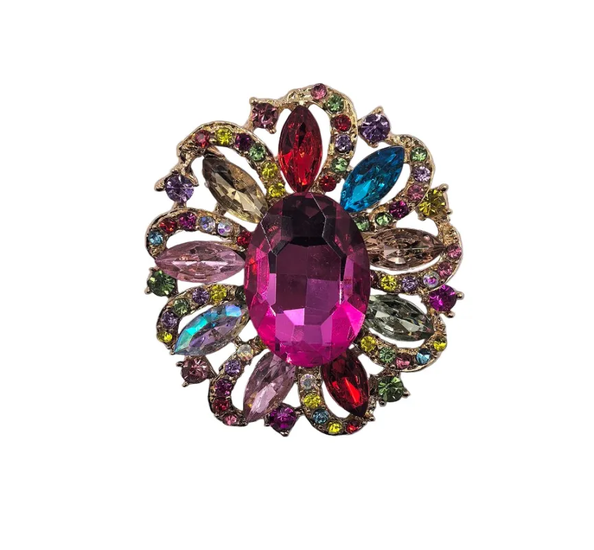 GOLD MULTICOLOR BROOCH ( 0091 2MT ) sold by Oh My Jewelry