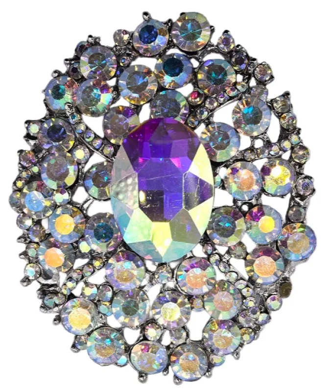 OVAL SHAPE BROOCH SILVER AB ( 0054 3X ) sold by Oh My Jewelry