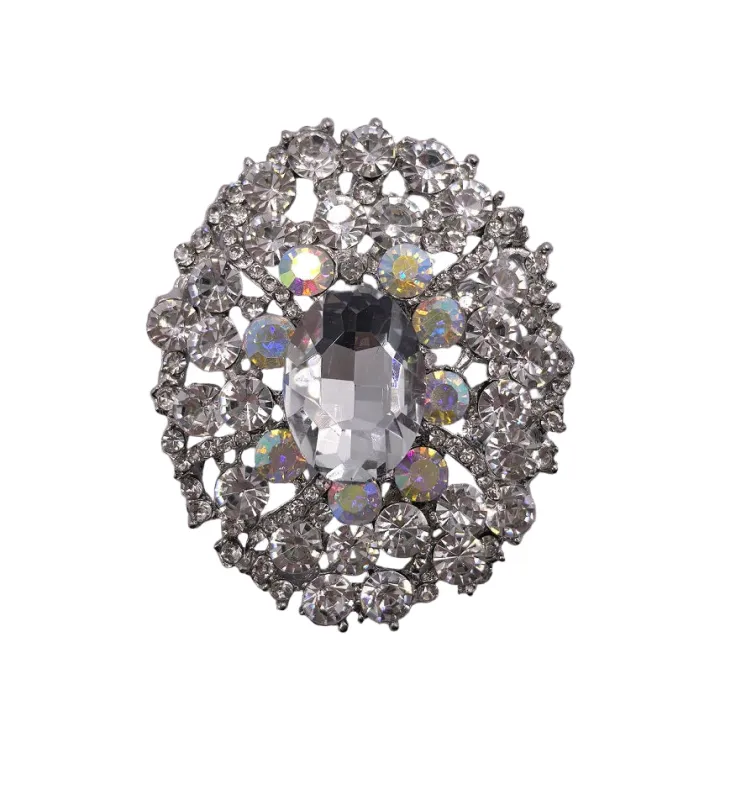 OVAL SHAPE BROOCH SILVER CLEAR ( 0054 3C ) sold by Oh My Jewelry