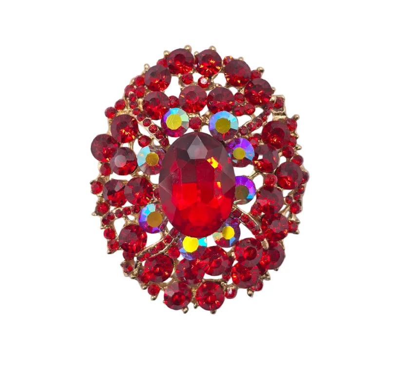 OVAL SHAPE BROOCH GOLD RED ( 0054 2R ) sold by Oh My Jewelry