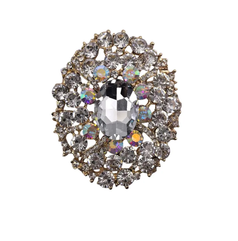 OVAL SHAPE BROOCH GOLD CLEAR ( 0054 2C ) sold by Oh My Jewelry