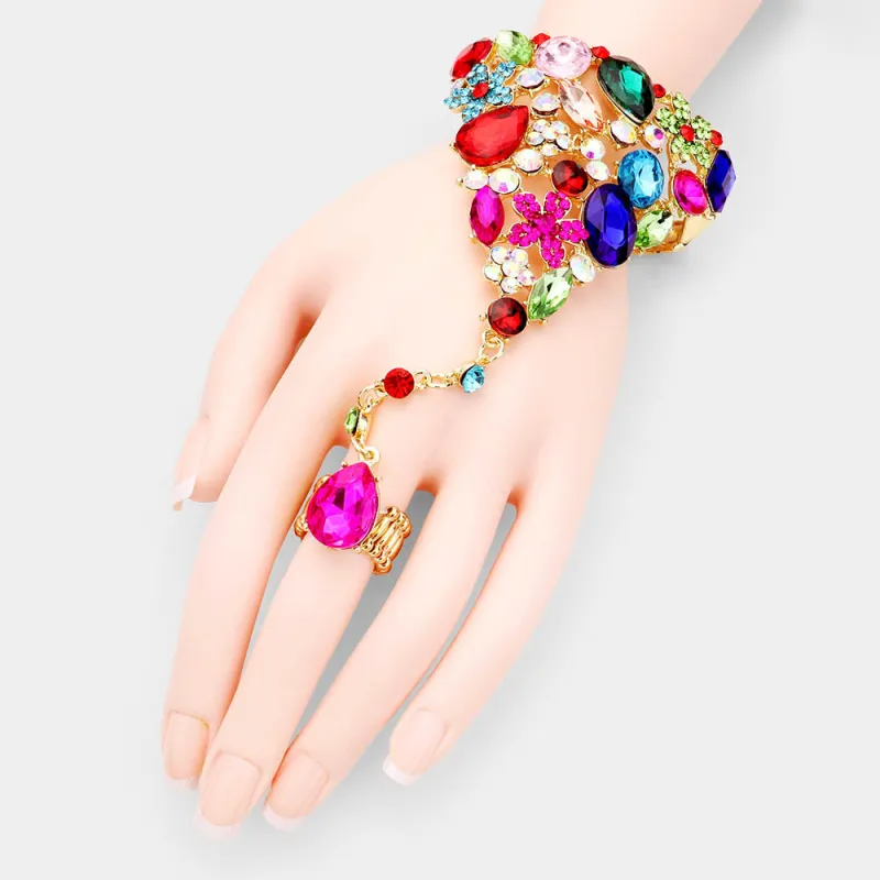 GOLD STRETCH BRACELET RING MULTI COLOR STONES ( 0167 2MT ) sold by Oh My Jewelry